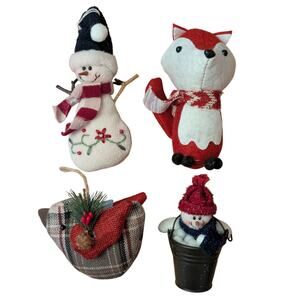 Cloth/Felt Christmas Ornaments Snowmen, Bird, Fox